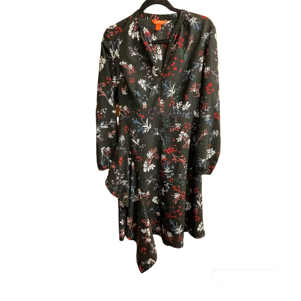 JOE FRESH Women’s Long Sleeve High Neck Multi Coloured Waist Belt Tie Dress (M)